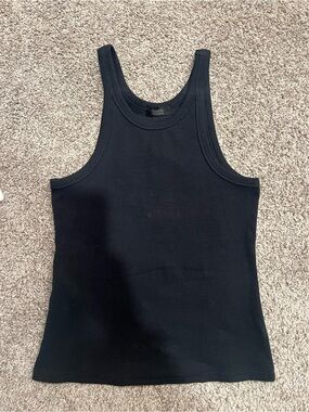 nuuds Black Ribbed Scoop Neck Tank Top